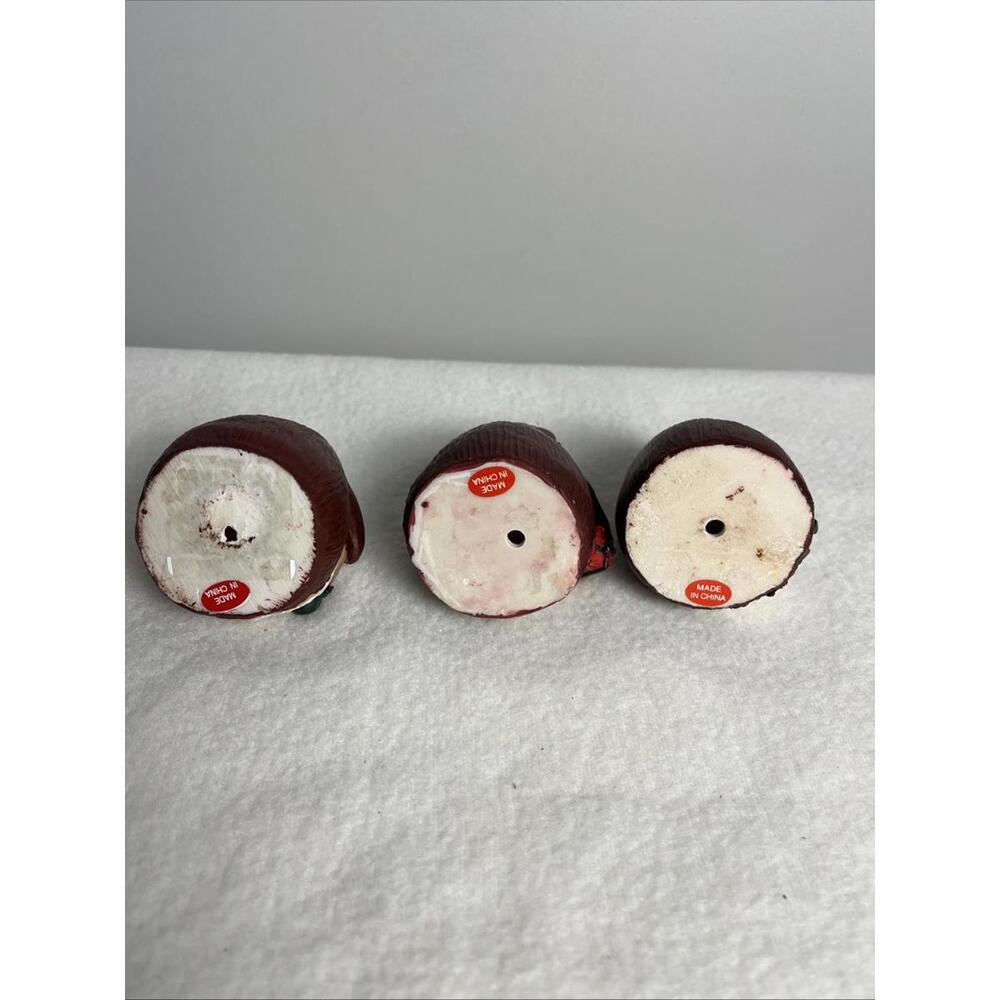 Lot Of 3 Adorable Round Santa Figurines Each 3.75” Tall - Picture 6 of 6